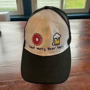 Trucker Hat Donut Worry Beer Happy Embroidered‎ Graphic Adjustable